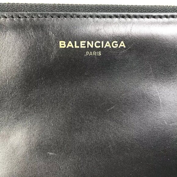 BALENCIAGA 347238 logo Bag Clutch bag Leather / Mouton Black/White - Picture 12 of 16
